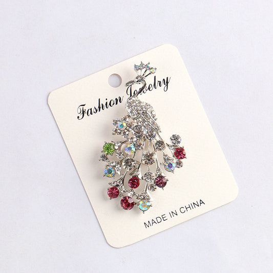 Fashion diamond inlaid peacock Brooch Pin