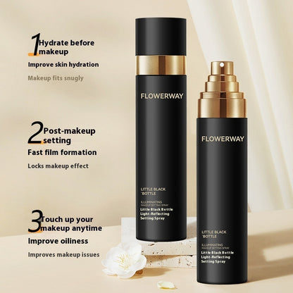 Small Black Bottle Light Sense Makeup Mist Spray Fast Film Forming Long-lasting Finishing