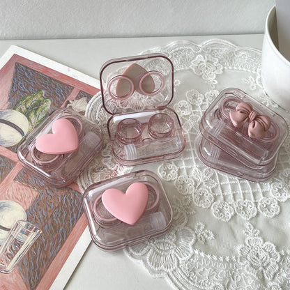 Transparent Contact Lens Case Mini And Simple One-piece Couple Box