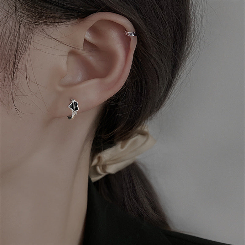 Black Love Ear Clip Earrings