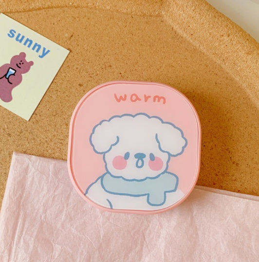 Ins Style Simple Cute Puppy Cartoon With Mirror Contact Lens Case