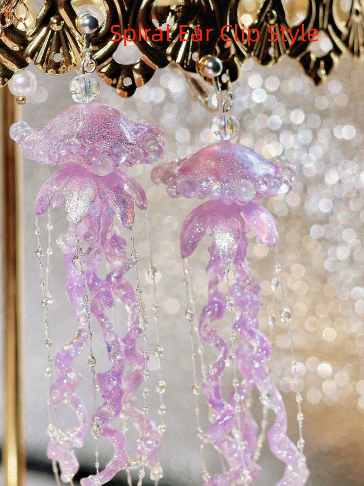 Creative Jellyfish Earrings Long Cute Ear Clip