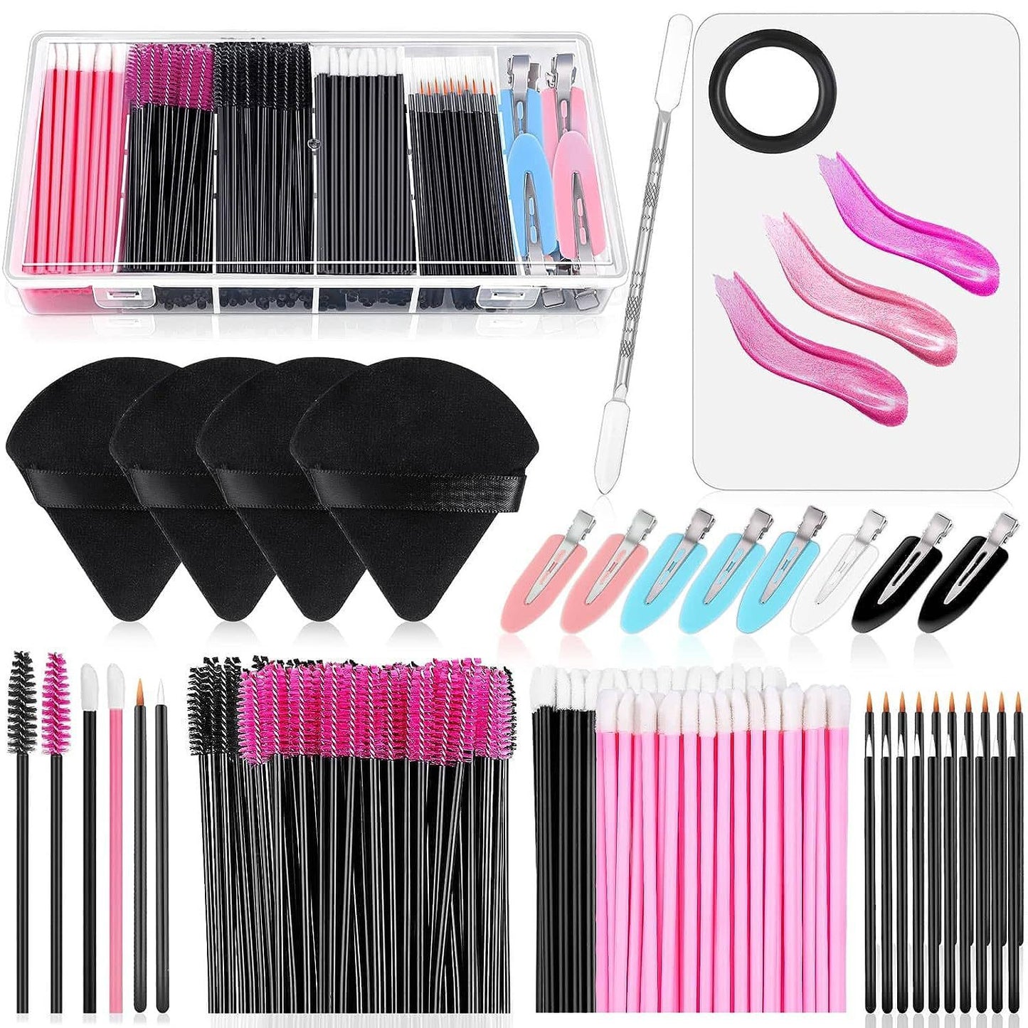 Disposable Makeup Tool Set Eyelash Brush And Powder Puff