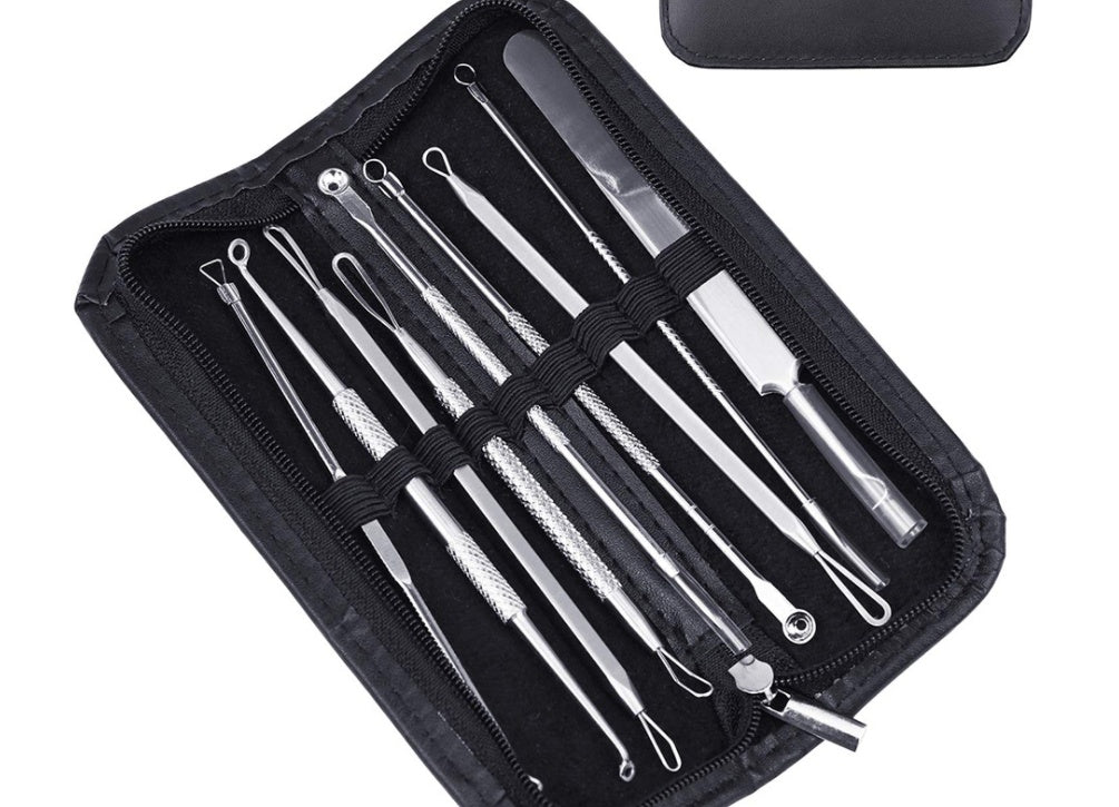 Stainless Steel Acne Needle Clip Double Head Beauty Tool Set