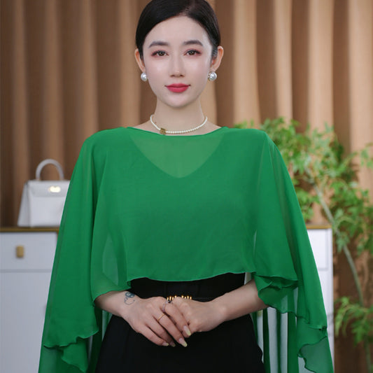 Fashionable All-match Outerwear Air-conditioning Shawl Chiffon Pullover