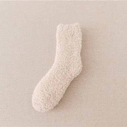 Sleeping Socks Home Women's Coral Fleece Striped Mid-calf Length Women's Socks Comfortable