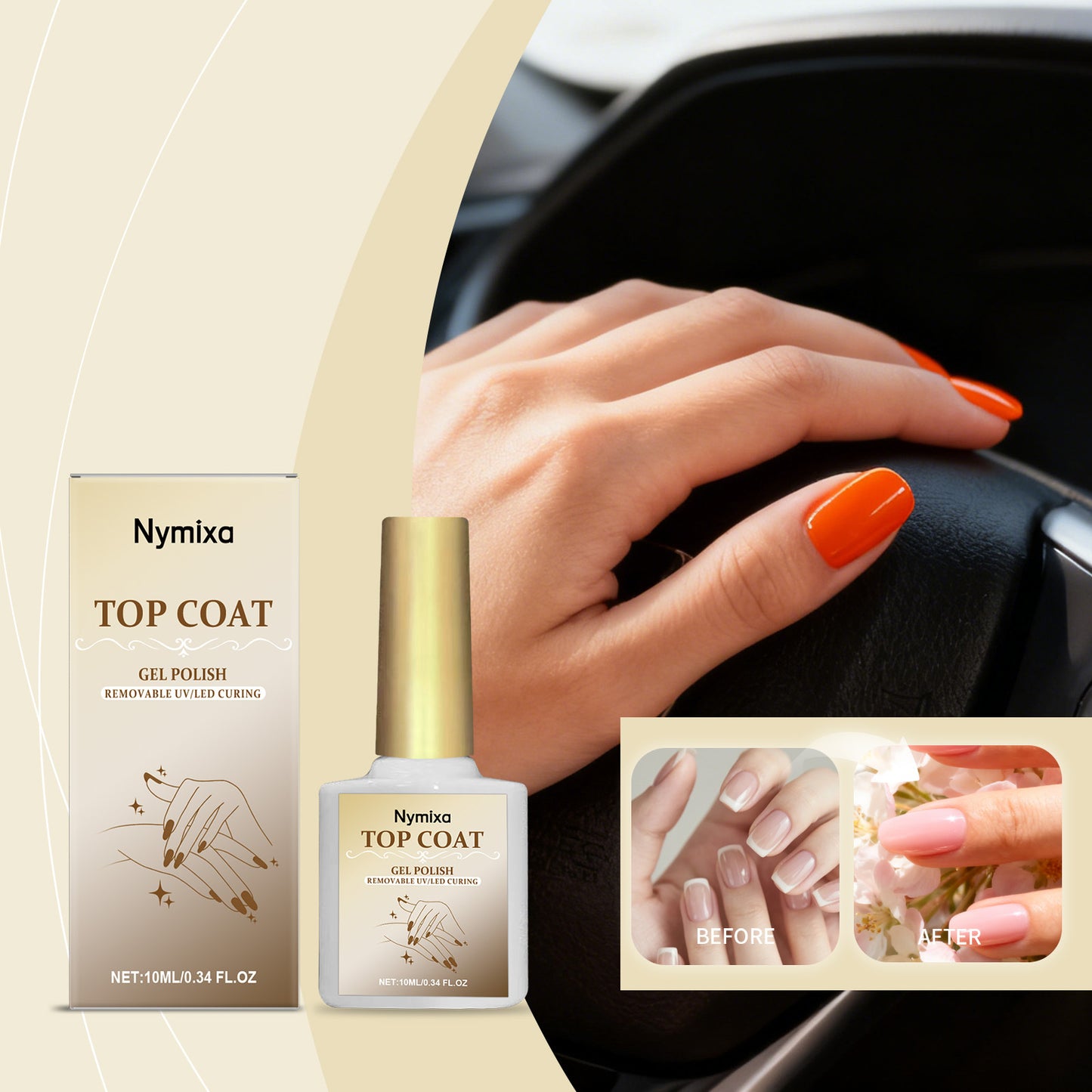 Nymixa Nail Top Coat Glossy Polish Wear-Resistant Brightening High-Gloss Powder-Resistant