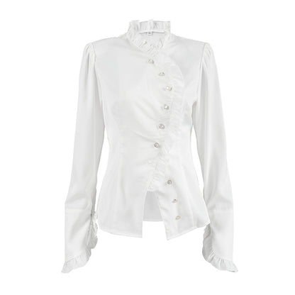 Fashionable Court-style Versatile Ruffled Womens Blouse