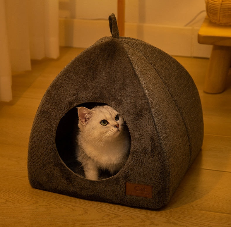 Triangle Cat Nest Closed Warm Thickened Pet Bed