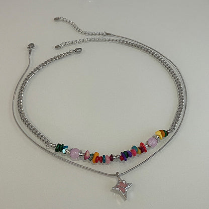 Asterism Color Gravel Necklace For Women