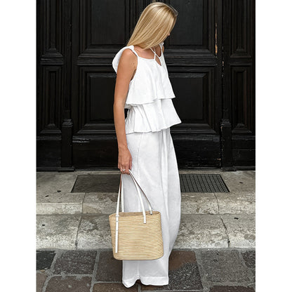 Loose Flying Sleeves Top And Trousers Women