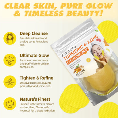 Only Supports Self Pickup With Waybill Amococo Turmeric & Kojic Cleansing Pads Brightened Skin Enriched With Turmeric Root Kojic Acid For Gentle Exfoliation And Tone Evenness