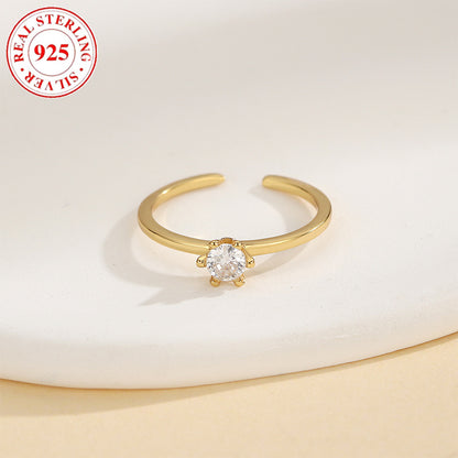S925 Sterling Silver Inlaid Zircon Women's Opening Adjustable Toe Ring