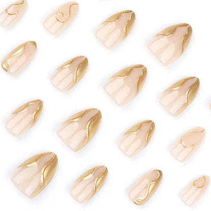 3D Gold Irregular Nail Art Fake Nails Short Style