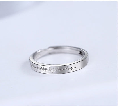 Heartbeat Couple Ring Sterling Silver Jewelry For Men And Women