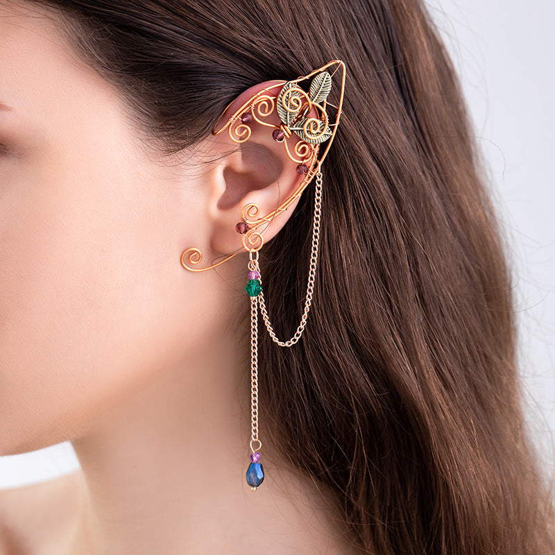 Long Tassel Non-piercing Ear Clip Elf Earrings Ear Hanging Women