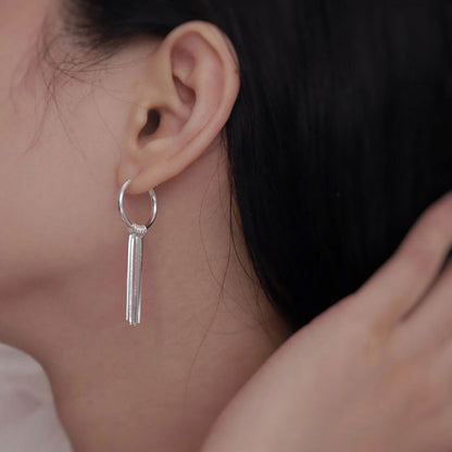 Sterling Silver Tassel Ear Clip Earrings Minimalist High Sense