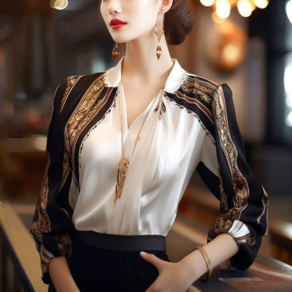 Women's Fashion Chiffon Patchwork Shirt Top
