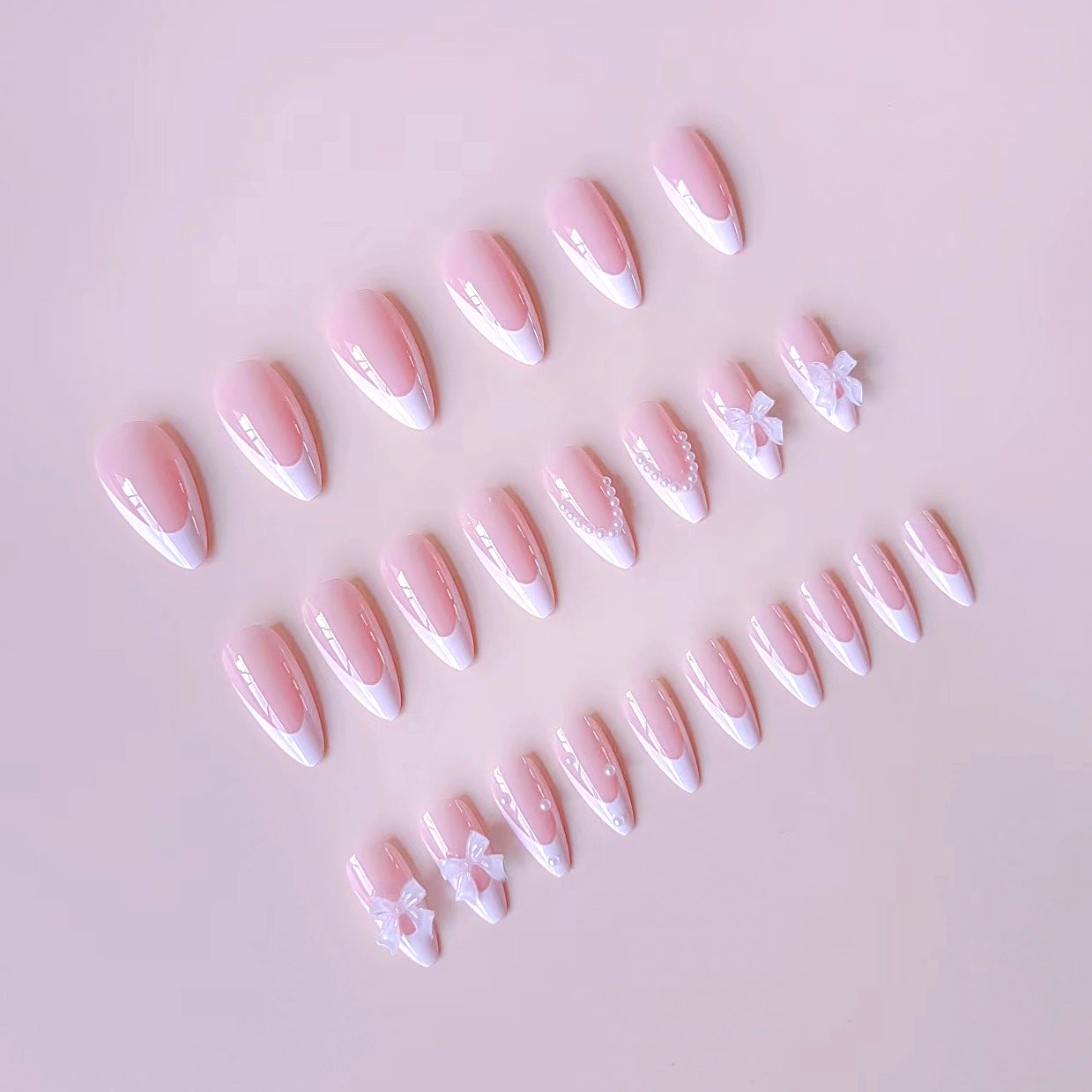 Acrylic Fake Nails Artificial Rhinestone Paste Gloss Short