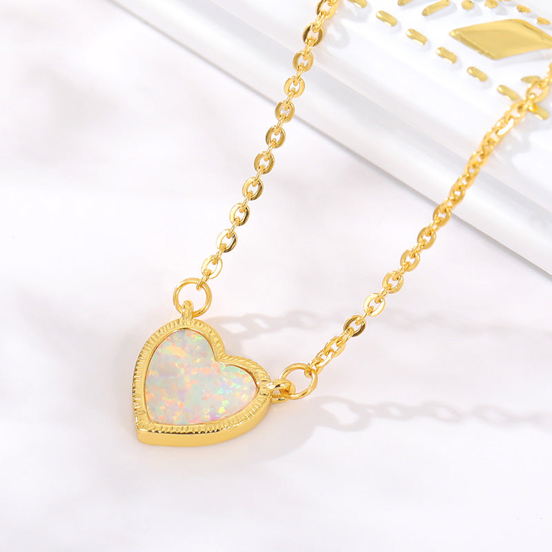 Romantic Heart Necklace Copper Zircon Pendant Necklace