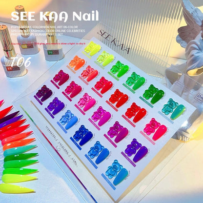 Fluorescent White Transparent Nude UV Polish Nail Set
