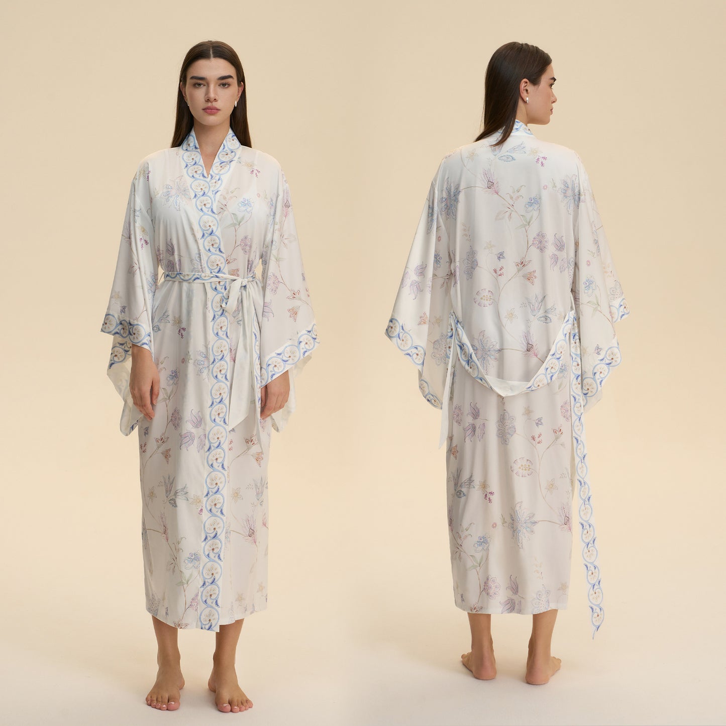 Printed Kimono Style Blouse Loose Fitting Cardigan Jacket For Women Tunic Top