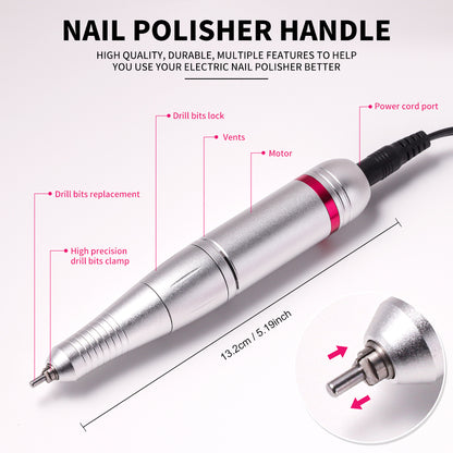 Electric Nail Drill Professional - 45000 RPM Nail File Kit Machine With LCD Display, Hand & Foot Control Low Noise For Acrylic, Gel Nails, Manicure & Pedicure - Salon & Home Use