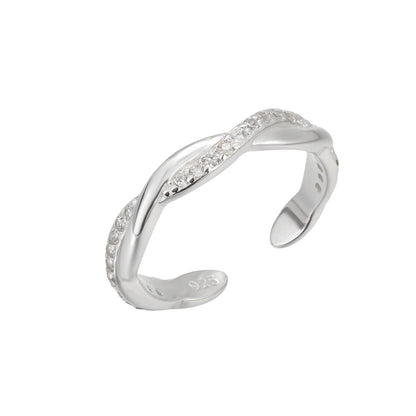 Fashion And Fully-jewelled Wave Cross Women's Open Toe Ring
