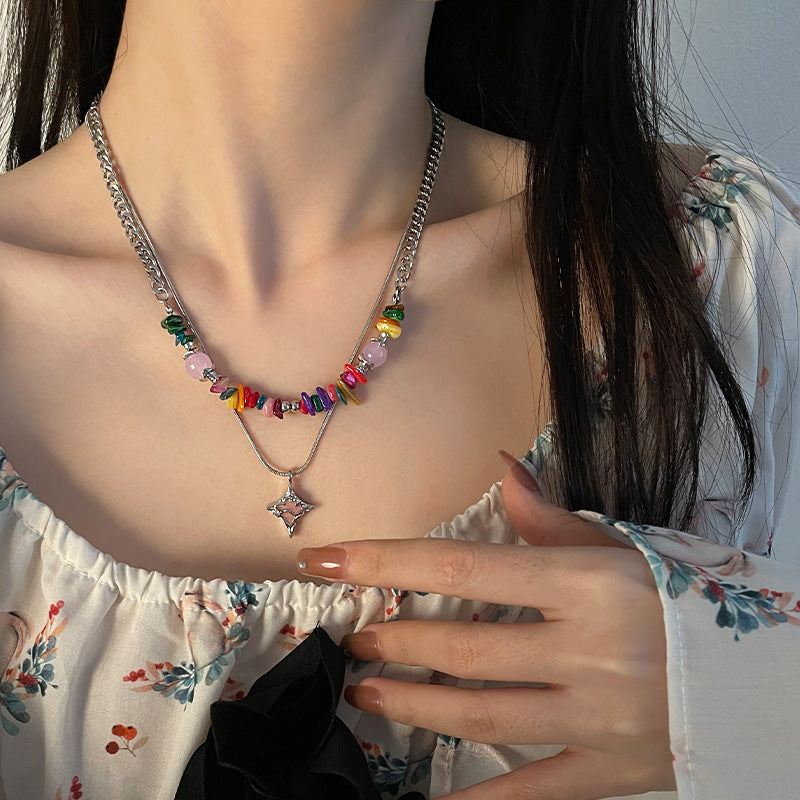 Asterism Color Gravel Necklace For Women