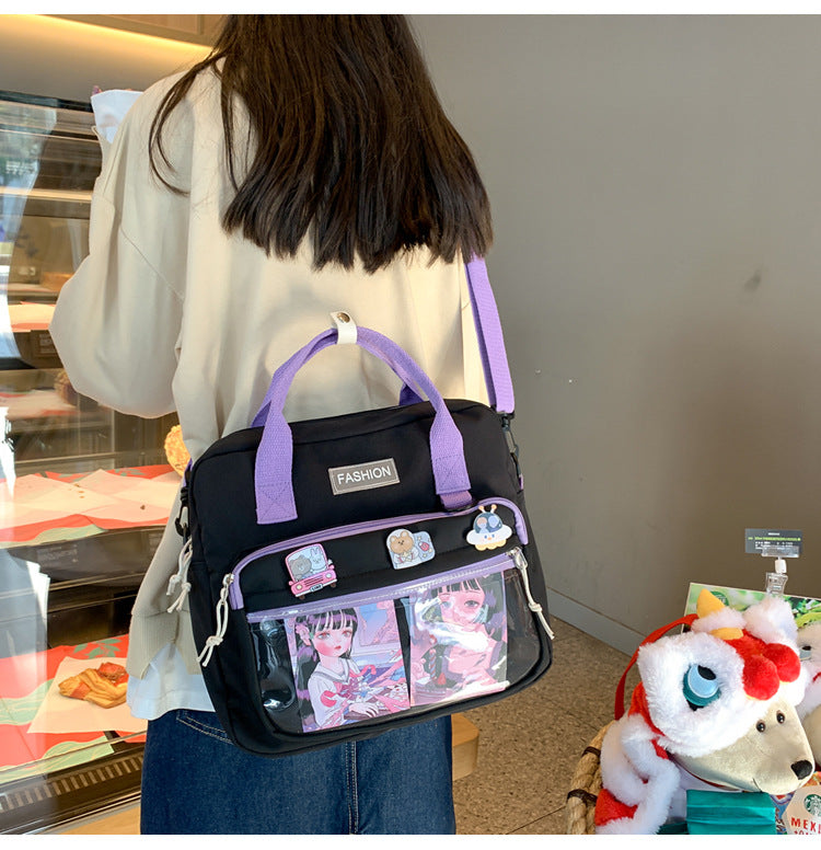 College Style Messenger Bag Dark School Girl Student In Tooling