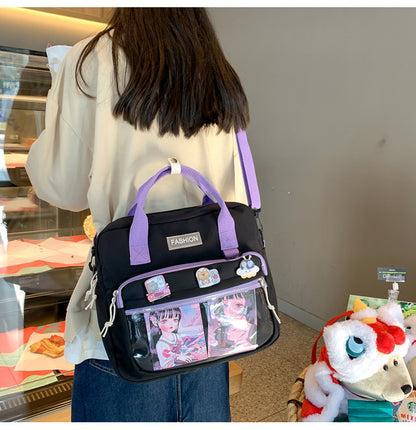 College Style Messenger Bag Dark School Girl Student In Tooling