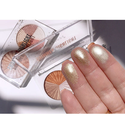 Double-disc Mixed Color Brilliant Diamond Highlight Powderthree-dimensional And Delicate