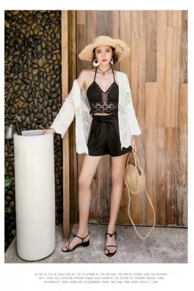 Middle Hollow Embroidered Cardigan Coat