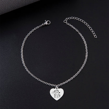 New Peach Heart Pendant Anklet Silver Stainless Steel Anklet