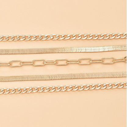 Europe And America Cross Border New Anklet Women's Fashion Multi-layer Metal Chain Anklet Set Combination Anklet