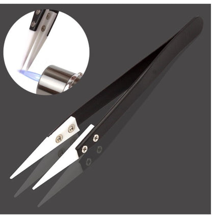 Anti-Static Ceramic Tweezers Black Handle Clamping Tweezers