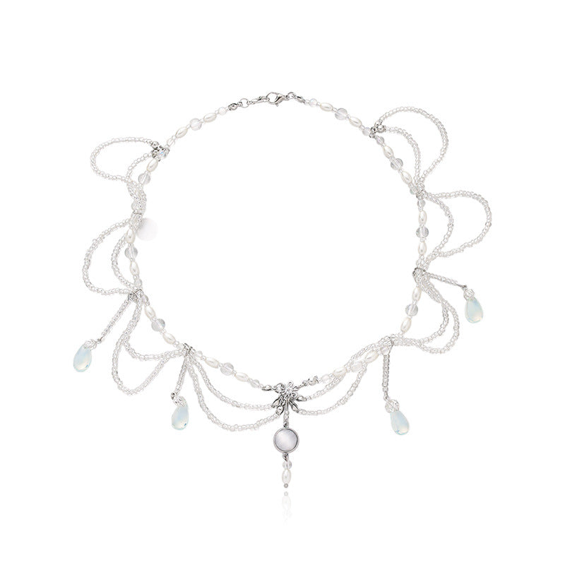 Antique Style Handmade Pearl Crystal Necklace For Women