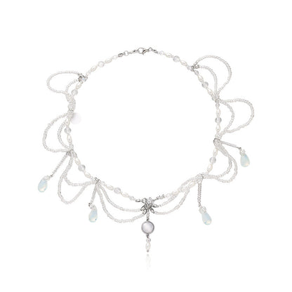 Antique Style Handmade Pearl Crystal Necklace For Women