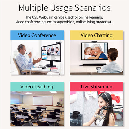 1Pc FHD 1080P Webcam USB PC Computer Webcam Auto Focus With Microphone 60-Degree Widescreen Desktop Laptop Webcam Live Streaming Webcam With Rotatable Clip For Live Broadcast Video Calling Conferencin