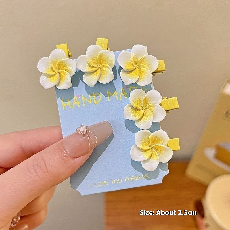 Plumeria Rubra Bangs Small Hairclip Female Cute Hairpin