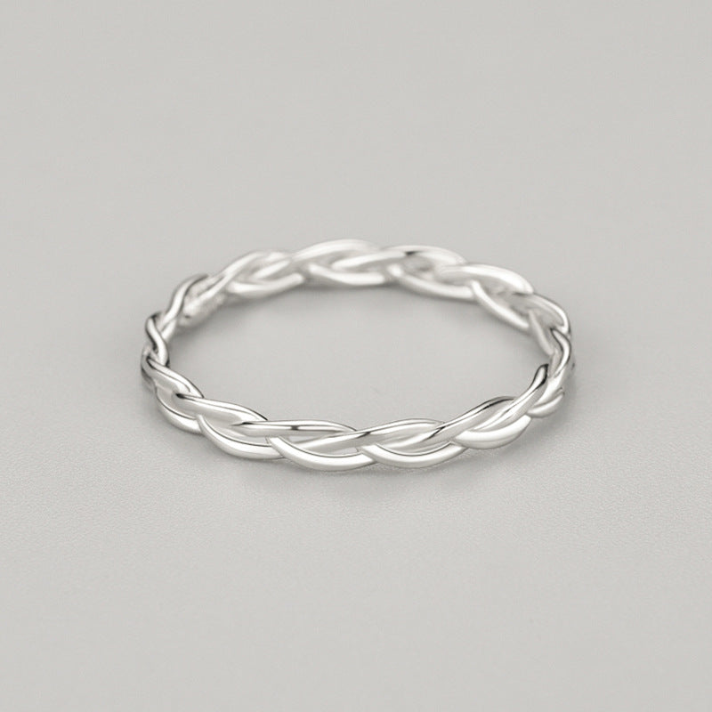 S925 Sterling Silver Exquisite Curved Cross Braid Ring