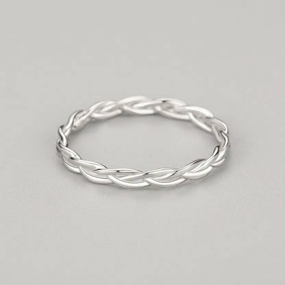 S925 Sterling Silver Exquisite Curved Cross Braid Ring