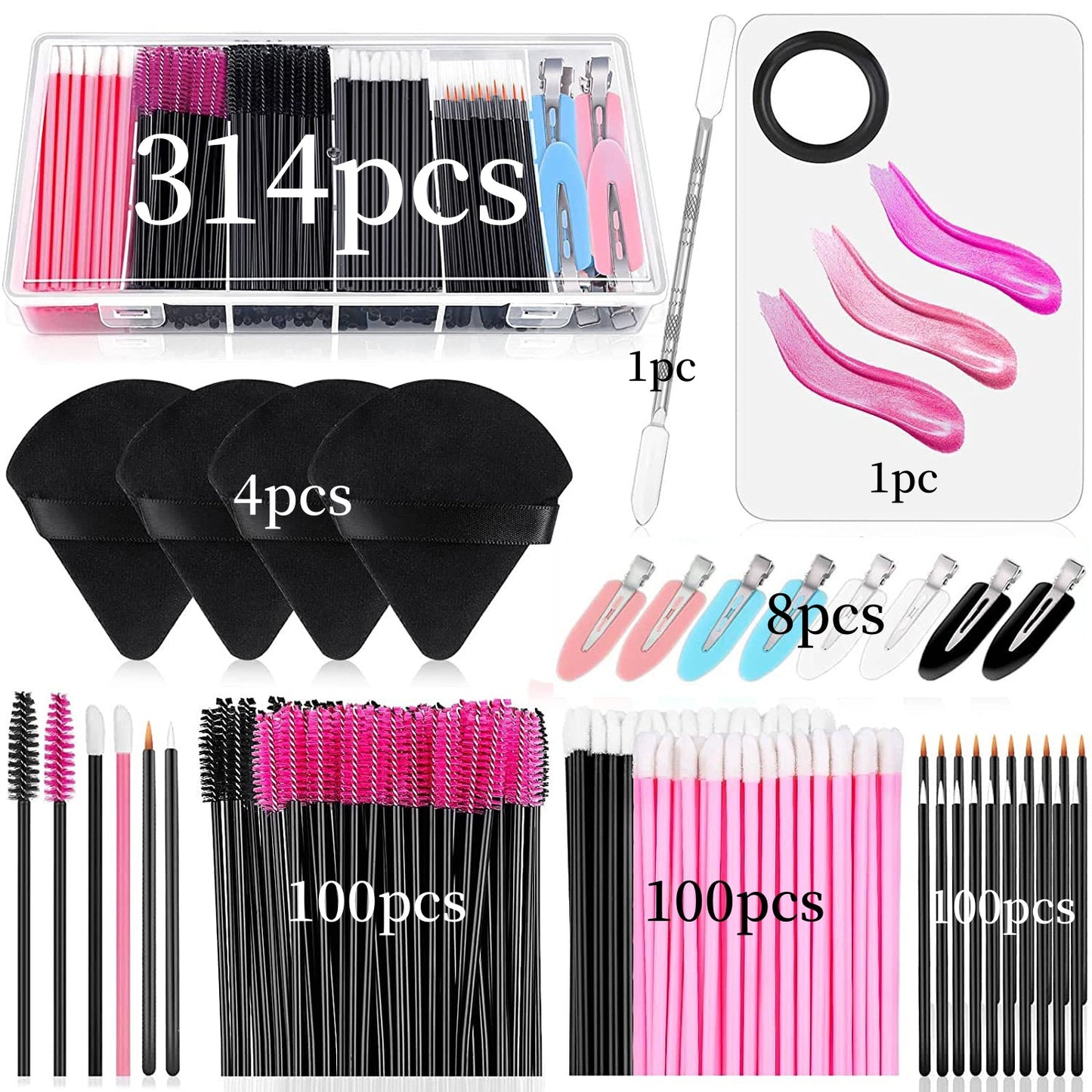 Disposable Makeup Tool Set Eyelash Brush And Powder Puff