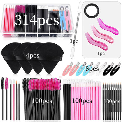 Disposable Makeup Tool Set Eyelash Brush And Powder Puff