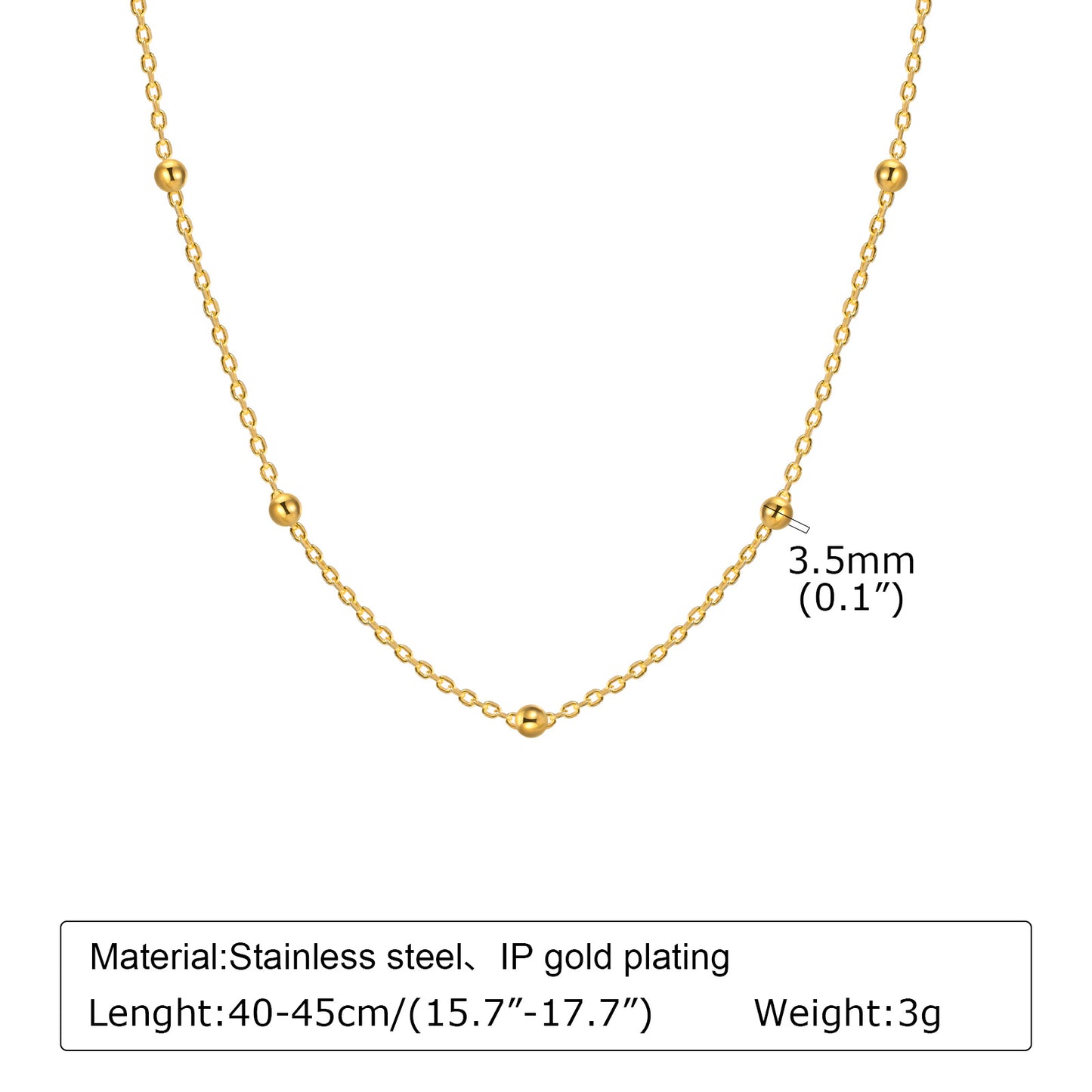 Stainless Steel Bead Necklace Fashionable Women's Necklace