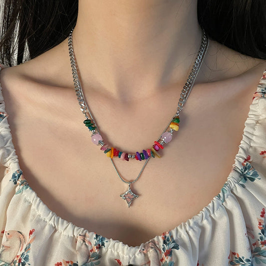Asterism Color Gravel Necklace For Women
