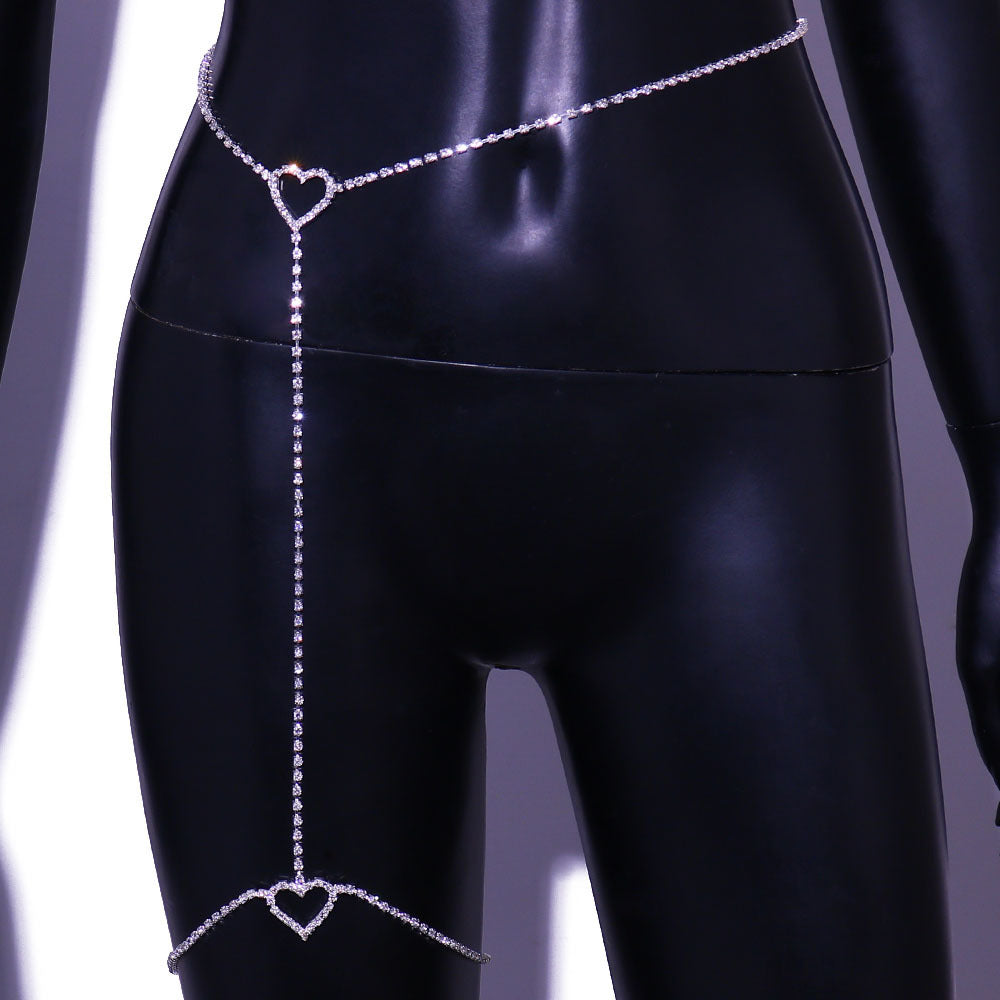 Simple Full Diamond Love Leg Chain Waist Chain