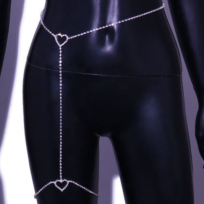 Simple Full Diamond Love Leg Chain Waist Chain