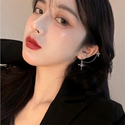 Retro Niche High-end Cross Earrings Ear Bone Clip