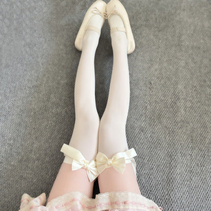 Japanese Style Lolita Sweet Thigh High Stockings Women Ultra Thin Anti-Snag Over The Knee High Socks JK Stockings